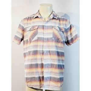 Junior Boys Amplify Striped Collared Button Down Short Sleeve Shirt XL